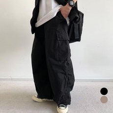 엘쏘 남녀공용 카고 벌룬 와이드 롱 팬츠
