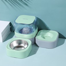 carno 寵物雙色半自動澆水餐具, 綠色, 1個