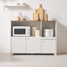 서울소호 LPM 1200 비스트로 주방수납 홈바 선반 렌지대 방문설치, 멀바우화이트, 2단