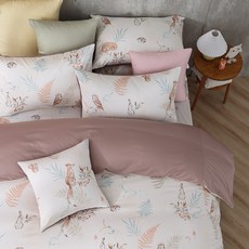 鴻宇HongYew 雙人床包枕套組 美國棉授權 300織 狐狸艾莉森 可可色 台灣製, 1入