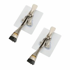 Kkumim Home 免鑽孔黏貼式一鍵式馬蹄門擋 鎳色, 2個