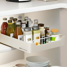 Sell Living 廚房調味罐整理 水槽下收納滑軌層架, 白色, 1個