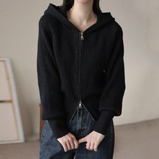 andstyle 女款保暖柔軟第13彈兩穿連帽拉鍊針織開襟衫 265012