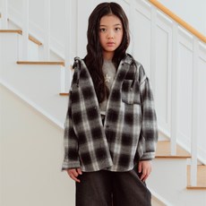 SM TWO 女童格紋連帽襯衫