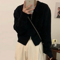 앤드스타일 여성용 믹스나인 카라케이블 투웨이 가디건 263262