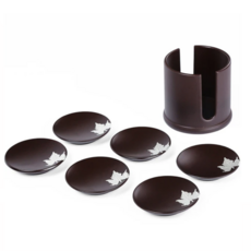 電木隔熱杯墊6件組 圓形, 1組, 黑色