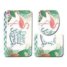 Market A 熱帶紅鶴浴室地墊3件組, TYPE16, 1套