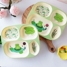 rice 孩童方形分隔餐盤, 青蛙款, 單品, 2個