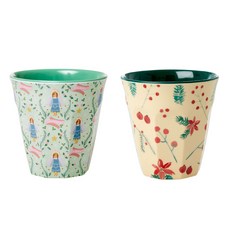 rice 幼兒印花餐具杯 M號 2入, Angel款+Poinsettia款, 1組