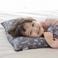 ahtty blanc 兒童棉質枕芯枕套組, 木炭, 1組