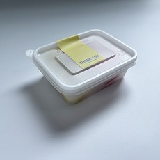 Tinapicnic 迷你半透明1格一次性容器 + Thank You 貼紙粉嫩黃色套組, 20套, 一次性容器 + 貼紙