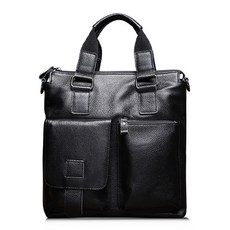 皮革男用手提肩背包, 黑色的