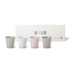 KwangJuYo Migak系列小杯子4件組, 淺綠色+白色+淺粉色+灰棕色, 1組