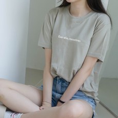 Humble Studio 女款字母印花基本款棉質夏季短袖T恤 KK04085