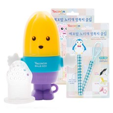 Yecomam 果汁咬咬樂+替換頭+奶嘴夾 2入 隨機出貨, 黃色, 1組