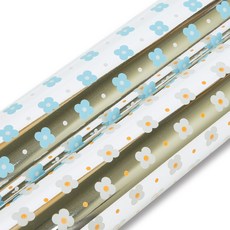 Good given 迷你花朵金屬捲筒包裝紙2件組, 天藍色, 白色, 1套
