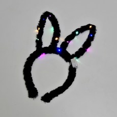 젤루나 3단 빛조절 LED 복실 토끼 귀 밍크 퍼 털 불빛 머리띠 LG-15, 1 블랙, 1개