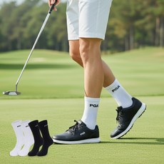 PGA OF AMERICA 氣墊紋理貼閤中筒襪4雙組 PGMSC55051/PGAM-61, 黑色, 黑色, 白色, 白色, 1套