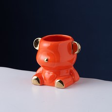 Mondspot 甜點迷你叉子陶瓷小熊餐具筒 YY57438, 橘色, 1個