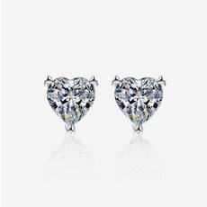 Enclair 女用莫桑石實驗室培育鑽石心形1克拉18k包金耳環