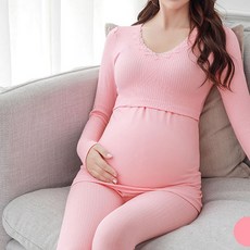 LUNA GLAM 孕婦V領長袖睡衣上下套裝