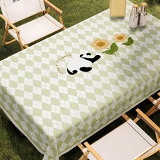 알로데 체크 패턴 판다 캠핑 테이블보, 07 잠자는판다
