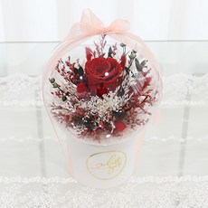 Garden in the City 永生花壓克力球中心擺飾 + 提袋, 紅色