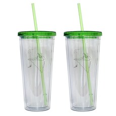 KKOMKKOMI For Earth 環保吸管隨行杯 2入, 650ml, 綠色企鵝