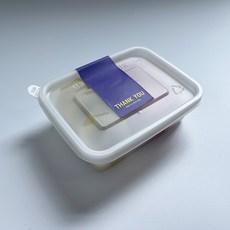 Tina Picnic 迷你半透明3格一次性容器 20入 + 紫色Thank You貼紙 20入 套組, 1套, 一次性容器 + 貼紙