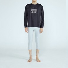 soleil 男款寬鬆版型線性波紋長袖 + 七分長防曬衣套組