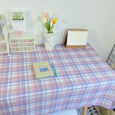 Yangson Company 格紋桌布, 粉紫色, 200 x 140cm