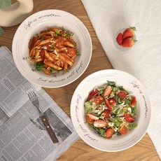 Syracuse CHINA Letter 字母沙拉深盤義大利麵碗 25cm 2件組, 1套, 酒紅色, 海軍藍