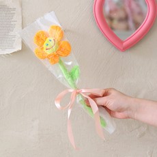 센트바스켓 조화 샤인스마일 한송이 꽃다발, 오렌지, 1개