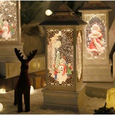 Wit復古白色雪花音樂盒, 燈雪人