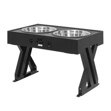 Dosuier 寵物 3 層高度可調餐具 2 件, 黑色的, 1個