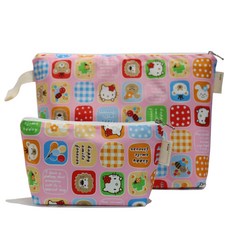 SEMOMS 尿布包+防水收納包, 粉色 方塊款