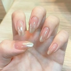 닷이프 여성용 샤이닝 펄 그라데이션 네일팁, 1개, 베이지