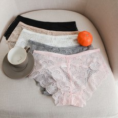 GLAM GONGGAM Doina蕾絲3角內褲 5件組, 黑色，皮膚，白色，灰色，粉色