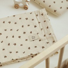 ChezBebe 櫻桃印花3層紗布毯, Brown