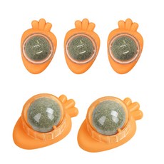 Ttpet 貓咪胡蘿蔔黏貼式滾動貓薄荷球, 橘色, 5個