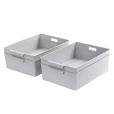 BELLAHOUSE 素色收納盒 L號 4入, 灰色