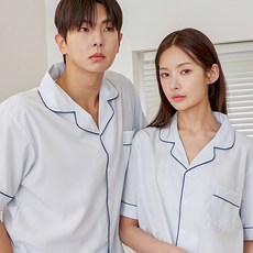 도씨 커플용 실크핏 클린 카라 반팔 잠옷 세트 2PACK