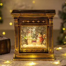 라보비아 엔틱 크리스마스 인테리어 사각 자동 글리터 조명 스노우볼 골드, 타입 3