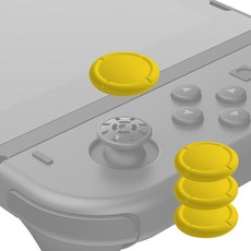 SPACE SHIELD 任天堂 Switch OLED 相容替換 Joy-Con 矽膠搖桿帽 4入組, 黃色, 1套, 單一商品