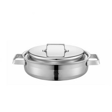 PNPOONGNYUN La Mere IH感應雙耳3層不鏽鋼火鍋+鍋蓋, 24厘米, 單色
