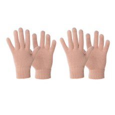 Naya Style 成人防寒素色重點智慧型手機觸控毛手套 DM-0-5 2入組, 粉紅色