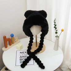 Parajuni 女款冬季防寒護耳保暖滑雪帽 HJ0955, 黑色, 1個