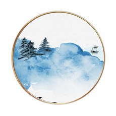 홈인테리어 원형 풍경 동양화 그림 액자 YT_RA916 I타입, 골드