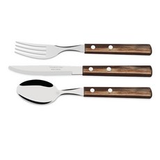 Tramontina Polywood 深棕色甜點餐具組, 叉子+刀子+湯匙, 深棕色, 1套