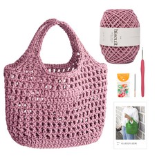 Yarna 三角針織網袋DIY套組, 19玫瑰粉色, 1組